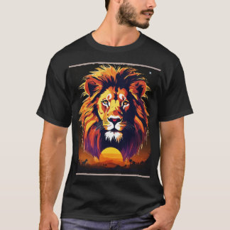 シルエ威厳のあるット：ライオン Tシャツ