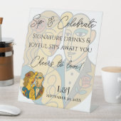 シルエ芸術的ットデスティネーションウェディングバー標識 台座サイン (インサイチュ)