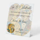 シルエ芸術的ットデスティネーションウェディングバー標識 台座サイン (正面)