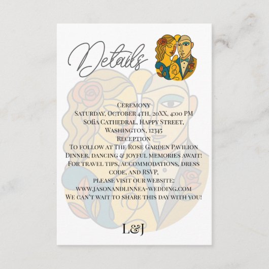 シルエ芸術的ットデスティネーションウェディングモダンアート エンクロージャーカード (正面)