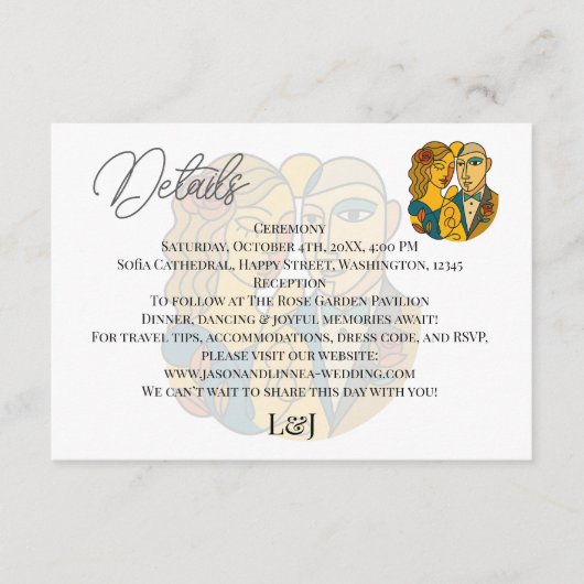 シルエ芸術的ットデスティネーションウェディングモダンアート エンクロージャーカード (正面)