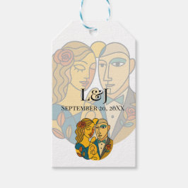 シルエ芸術的ットデスティネーションウェディングモダンアート ギフトタグ