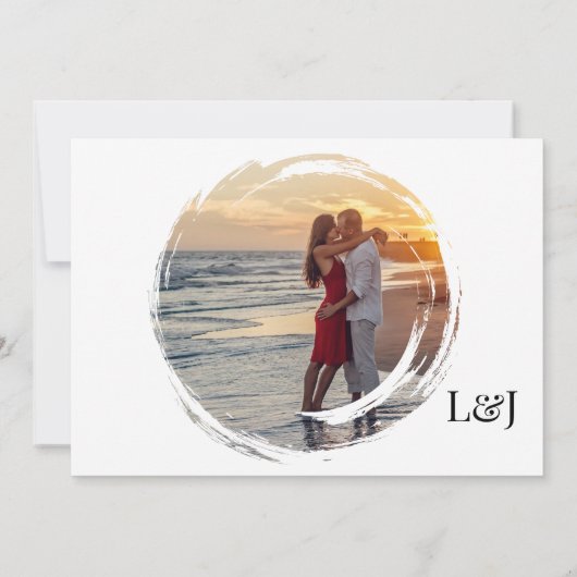 シルエ芸術的ットデスティネーションウェディングモダンアート サンキューカード (裏面)