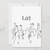 シルエ芸術的ットデスティネーションウェディングモダンアート セーブザデート (裏面)