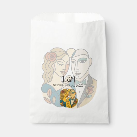 シルエ芸術的ットデスティネーションウェディングモダンアート フェイバーバッグ (正面)