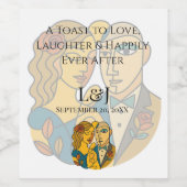 シルエ芸術的ットデスティネーションウェディングモダンアート ワインラベル (シングルラベル)