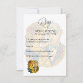 シルエ芸術的ットデスティネーションウェディングモダンアート 出欠カード (正面)