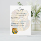 シルエ芸術的ットデスティネーションウェディングモダンアート 出欠カード (スタンド正面)