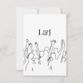 シルエ芸術的ットデスティネーションウェディングモダンアート 出欠カード (裏面)