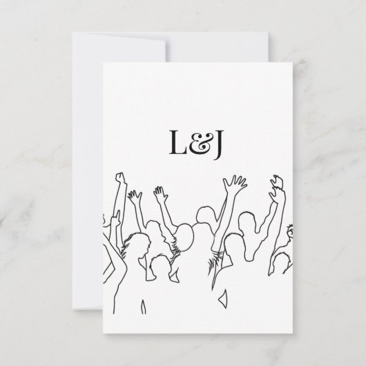 シルエ芸術的ットデスティネーションウェディングモダンアート 出欠カード (裏面)