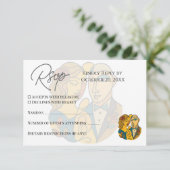 シルエ芸術的ットデスティネーションウェディングモダンアート 出欠カード (スタンド正面)