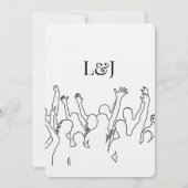 シルエ芸術的ットデスティネーションウェディングモダンアート 招待状 (裏面)