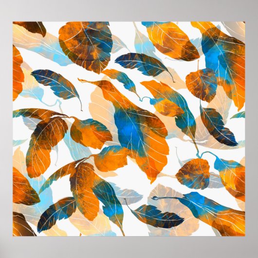 シルエ葉ット:水彩、デジタルシームレスpa ポスター (正面)