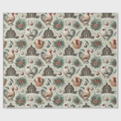 シルキエレガントーチキンクリスマスホリデーギフトラップ ラッピングペーパー (フラット)