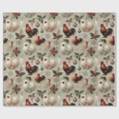 シルキエレガントーチキンクリスマスホリデーギフトラップ ラッピングペーパー (フラット)