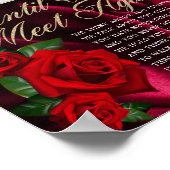 シルキエレガントー赤トルコバラ葬儀詩のサイン ポスター (角)