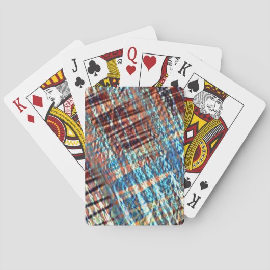 シルキーで素朴に交差する青と茶色のストローク トランプ (裏面)