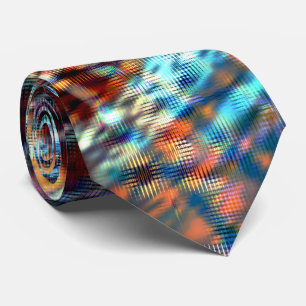 シルキーで素朴に交差する青と茶色のストローク ネクタイ