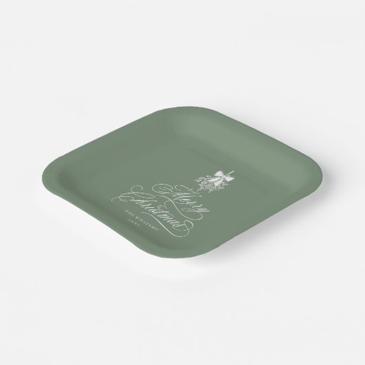 シルキーのセージロマンチックな書道楽しいクリスマス ペーパープレート (傾斜あり)