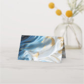 シルキーの青 – 白と金ゴールドのエッジのブケッツ プレイスカード (裏面)