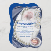 シルキーアイボリーパールベビーおめでとうカード 招待状 (正面/裏面)