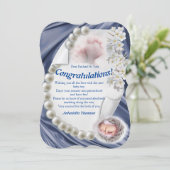 シルキーアイボリーパールベビーおめでとうカード 招待状 (スタンド正面)