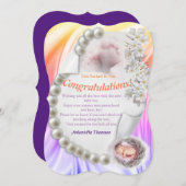 シルキーアイボリーパールベビーおめでとうカード 招待状 (正面/裏面)