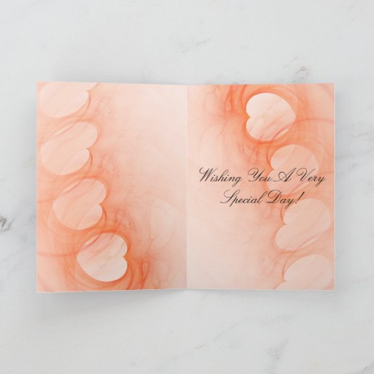 シルキーオレンジ抽象芸術ハートアートワークカスタム カード (内部)