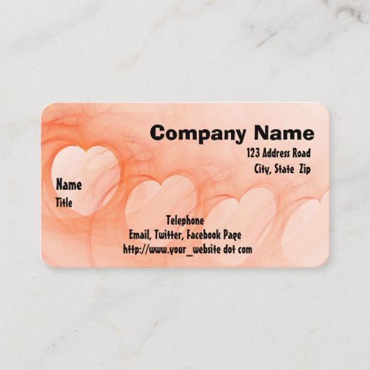 シルキーオレンジ抽象芸術ハートライン 名刺 (正面)