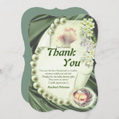 シルキーグリーンパールベビーサンキューカード 招待状 (正面/裏面)