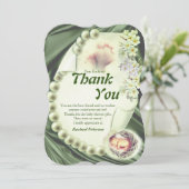 シルキーグリーンパールベビーサンキューカード 招待状 (スタンド正面)