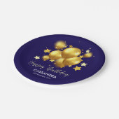 シルキーゴールデンバルーンズスターズネイビー誕生日 ペーパープレート (アングル)