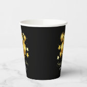 シルキーゴールデンバルーンズスターズブラック誕生日 紙コップ (左)