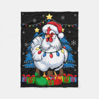 シルキーシルキーチキン面白いクリスマスグラフィック _1 フリースブランケット