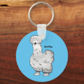 シルキーチキン漫画イラストレーション キーホルダー (正面)