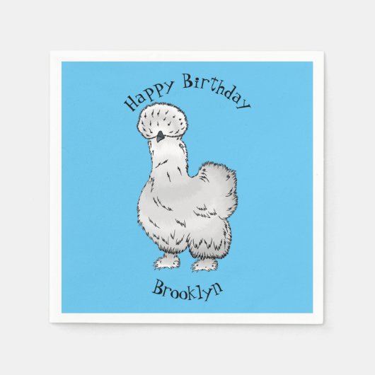 シルキーチキン漫画イラストレーション スタンダードカクテルナプキン (正面)