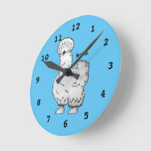 シルキーチキン漫画イラストレーション ラウンド壁時計 (傾斜)
