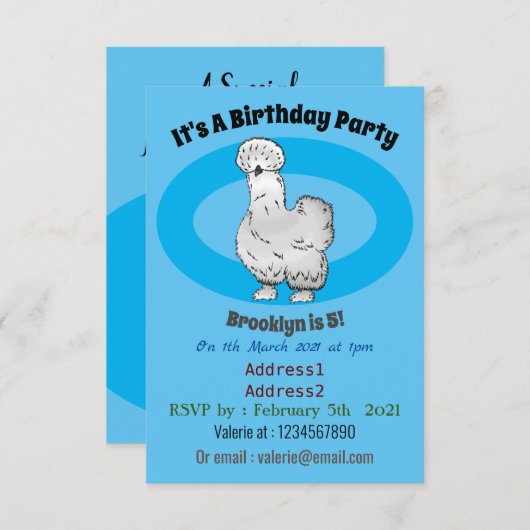 シルキーチキン漫画イラストレーション 招待状 (正面/裏面)