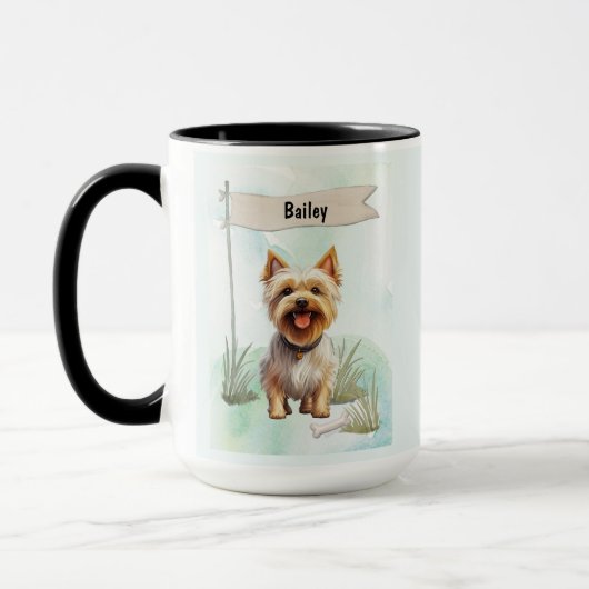 シルキーテリアの水彩画 オーダーメイドの犬グッズ マグカップ (左)