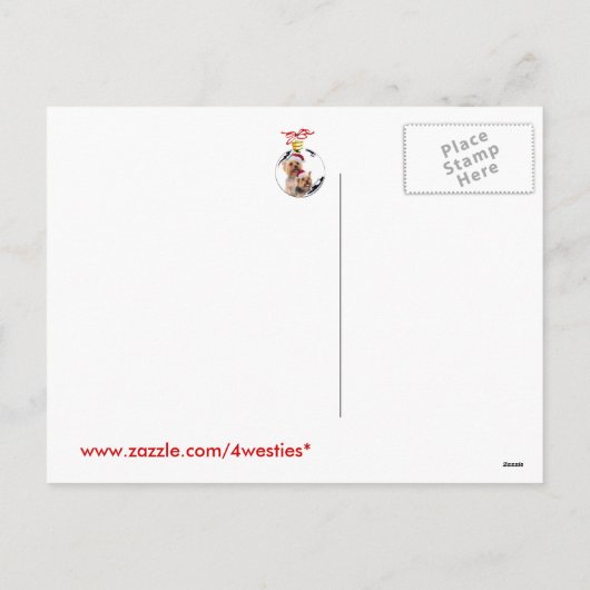 シルキーテリアクリスマスハグとキスはがき シーズンポストカード (裏面)