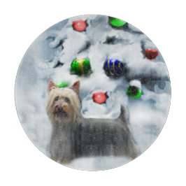 シルキーテリアクリスマス カッティングボード