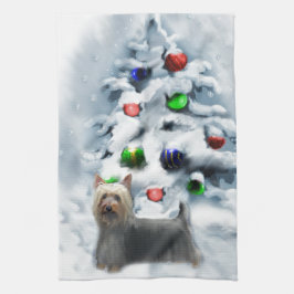 シルキーテリアクリスマス キッチンタオル