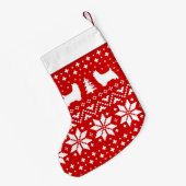 シルキーテリアシルエットドッグズホリデーレッド スモールクリスマスストッキング (裏面 (吊り時))