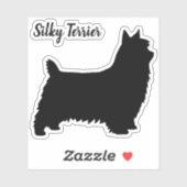 シルキーテリアシルエット犬ブリードビニールステッカー シール (シート)