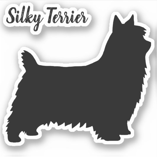 シルキーテリアシルエット犬ブリードビニールステッカー シール (正面)