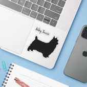 シルキーテリアシルエット犬ブリードビニールステッカー シール (ノートパソコンとiPhone)