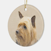 シルキーテリア絵画ズ – かわいいオリジナルドッグアート セラミックオーナメント (左)