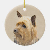 シルキーテリア絵画ズ – かわいいオリジナルドッグアート セラミックオーナメント (裏面)