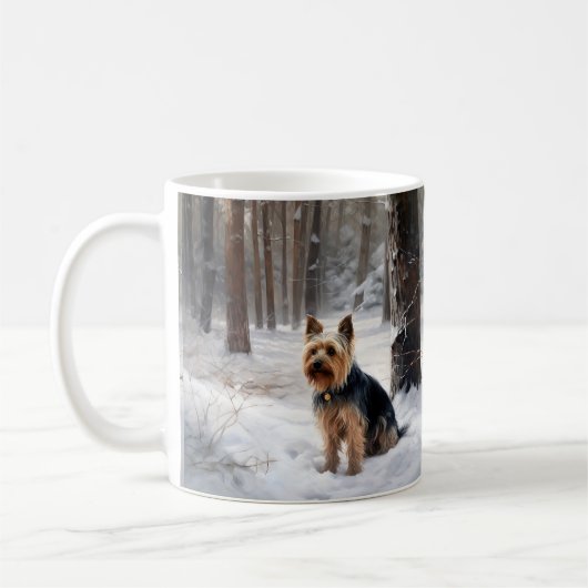 シルキーテリア 雪降るクリスマス コーヒーマグカップ (左)