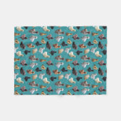 シルキーバンタムチキンフェイクグリッターターコイズ フリースブランケット (正面(横))